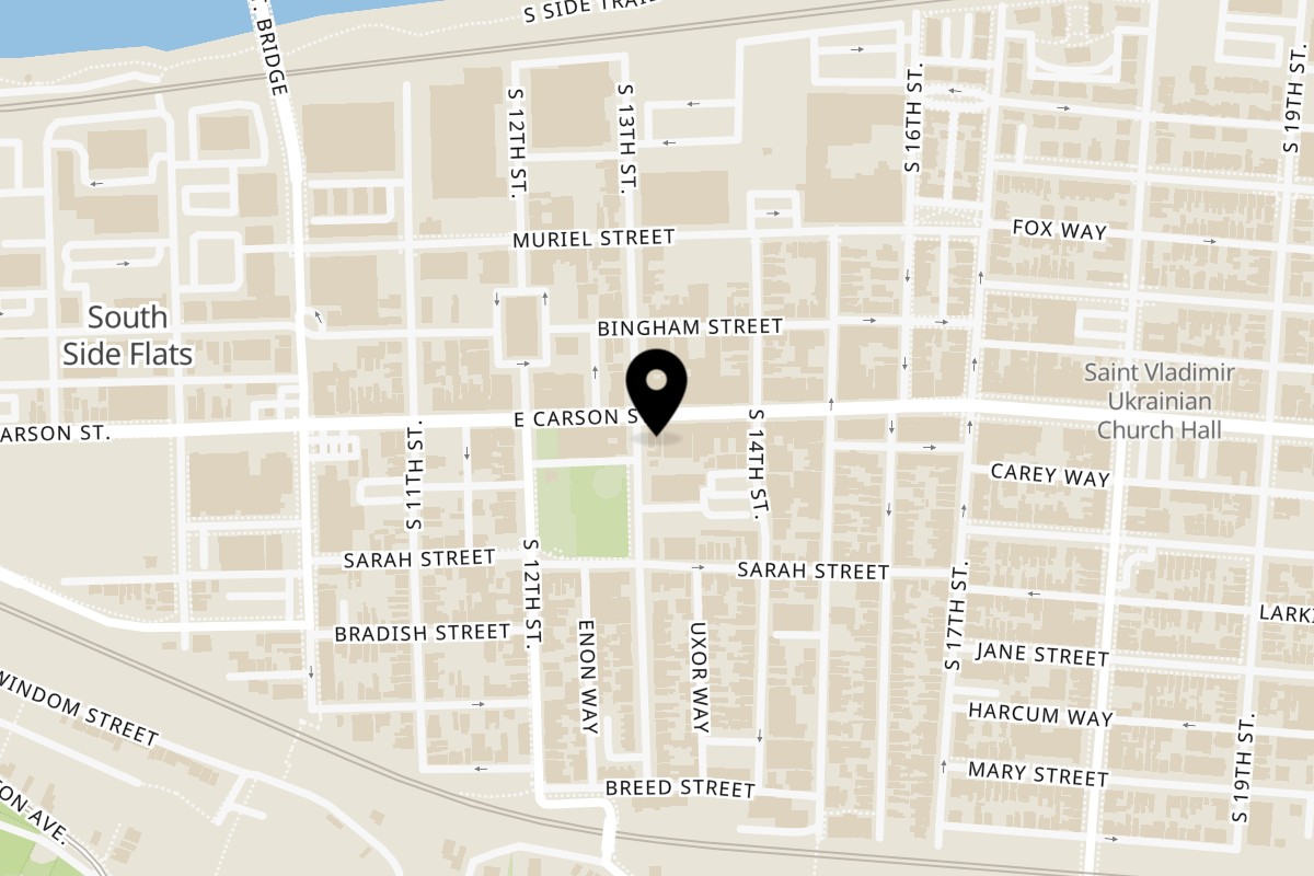 Map showing the location of Doce Taqueria South Side on 1302 E Carson St in Pittsburgh